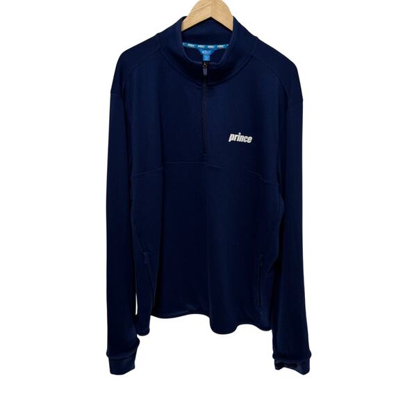 Prince Pickleball Mens Navy Quarter Zip Pullover Size XXL‎ Thumbholes Zip Pocket - Picture 1 of 9